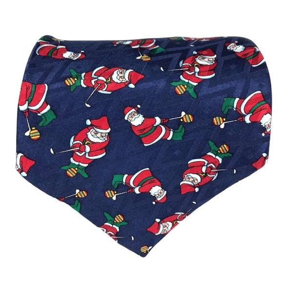Cape Cod Neckwear Other - Cape Cod Neckwear Santa Claus Playing Golf CHRISTMAS🎄Tie Holiday Blue Necktie
